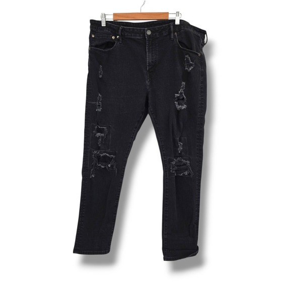 American‎ Eagle Ripped Distressed Slim Jeans Black Wash Denim 40x30 - Picture 1 of 11